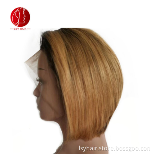 Sexy Lady Full Lace Short Style Ombre Color Human Hair Wigs,Customized  Pre-Plucked Hairline Peruvian Human Hair Wigs